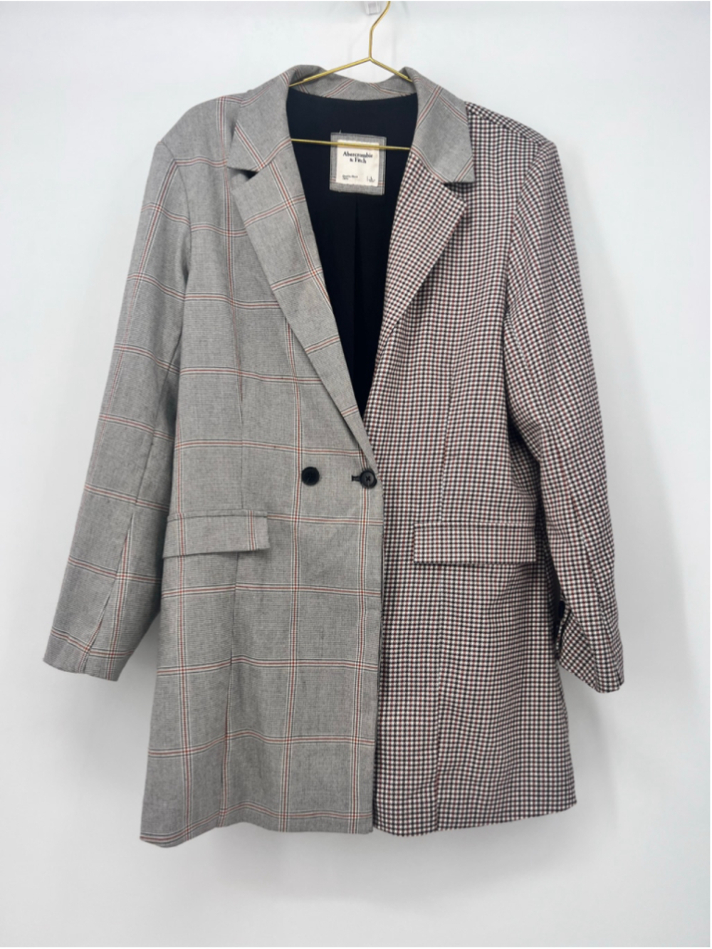 Wool blend blazer, Abercrombie & Fitch, mixed plaid pattern - Picture 4 of 4